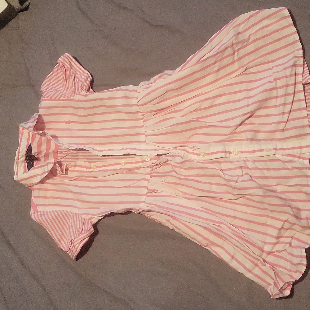 Polo Ralph Lauren dress, girls size 5, pink and white stripe